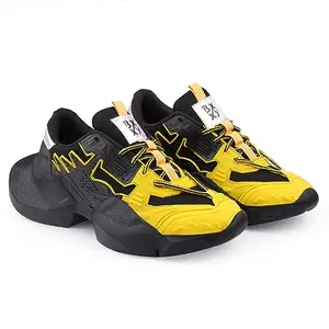 YUVRATO BAXI Mesh Material Yellow Casual Sports, Running Lace-Up Eva Shoes for Men. - 5 UK