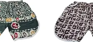 RK Fashion KESTOPUR Batik Cotton Shorts for Women - Red & Black/White - Stylish & Comfortable Summer Shorts M Size