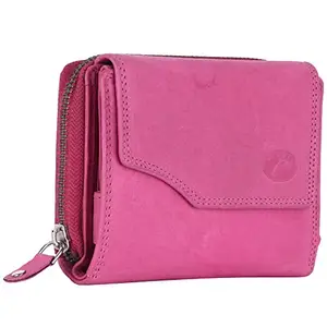 Delfin Genuine Leather - Multi Compartment Ladies Wallet (Pink)