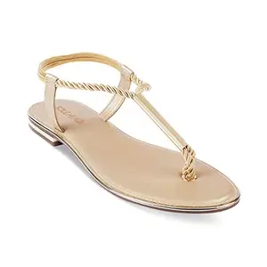 SOLE HEAD Gold Flats Women Sandals