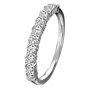 Peora American Diamond Studded Silver Plated Finger Ring Fashion Wear Stylish Jewellery Gift for Girls & Women (PX8R107) - Valentines Gift for Her