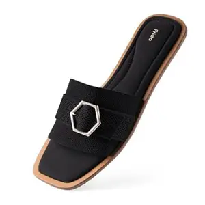 Frido Comfort Flat Sandals for Women | Super Soft Stylish Slip-On Sandals with Cushioned Sole – Daily Office and Casual Wear with Padded Knit Upper, Breathable & Zero-Drop Sole