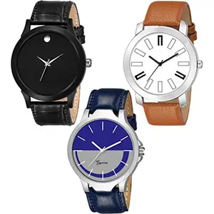 TURMOIL Analog Leathers Strap Set of 3 Wrist Watches for Men and Boy Watch