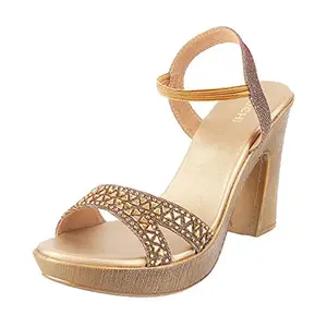 Mochi Womens Synthetic Antic Gold Sandals (Size (4 UK (37 EU))