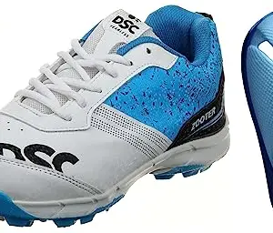 DSC Zooter Cricket Shoe for Men and Boys, Size-8 UK (White-Blue) Armour Cricket Abdominal Guard (Mens, Multicolour)