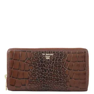 Da Milano Leather Zip Wallet for Women - Brown (10191A)