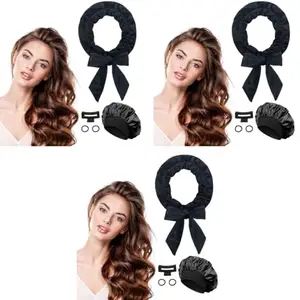 MAYCREATE® No Heat Curling Rod Headband Hair Curlers Overnight Velour Curls Roller Wrap for Women with Long Hair 3PCS