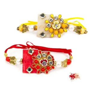 To The Nines Rakhi for Brother With Tilak Material & Greeting Card - Pack of 2 Rakhi