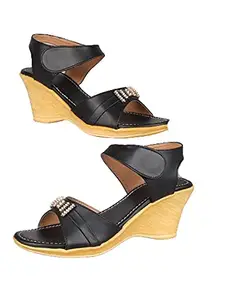 WalkTrendy Womens Synthetic Black Sandals With Heels - 6 UK (Wtwhs475_Black_39)