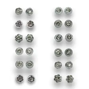 ACCESSHER Women's & Girl's Earrings Collection - Set of 12 Pairs(Silver)