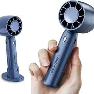 VOFFY Portable Mini Handheld Fan USB Rechargeable 5 Feathers Large Airflow 3 Levels 2200mAh Battery With Mobile Stand of Air Flow Adjustment For Travel, Home, Office, Outdoor ~ Multi Colour (T10)