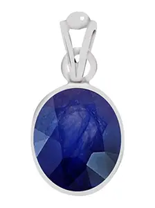Clara Certified Blue Sapphire (Neelam) 8.3cts or 9.25ratti Silver Pendant for Men & Women