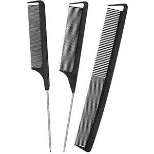 Patelai 3 Pieces Parting Comb for Braids, Rat Tail Hair Comb Steel Pintail Comb Heat Resistant Teasing Comb Styling Comb for Home Salons