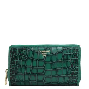 Da Milano Genuine Leather Green Flap+Zip Women Wallet (10018OL)