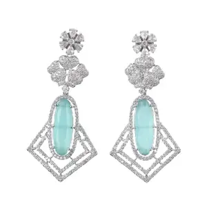 Noorrani Elegance Brass Earrings - Handcrafted Jewels to Illuminate Your Style (NOORRANI-EA4-MINT GREEN)