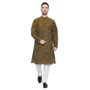 LATEST CHIKAN GARMENTS Cotten Blend Long Kurta for Men (42, Light Green)