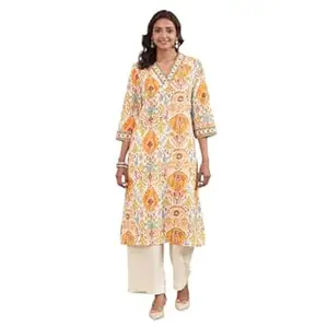 BIBA Women Cotton Printed Straight Kurta