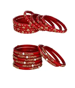 Combo Party & Festivle Designer Ornamented With Colorful Beads And Figures Fancy Matching Glass Bangle Cum Kada Set Of Eight Each With Safety Box (Size 2.2 IN) (BN_2.2-99.a_bang)