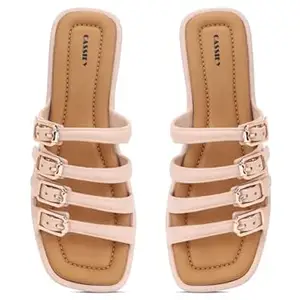 CASSIEY Women's Multi-Strap Buckle Flat Sandals