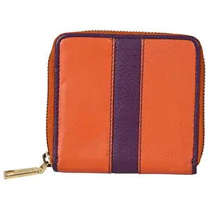 Leatherman Fashion LMN Genuine Leather Purple Orange Women's Wallet (4 Card Slots)