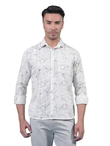 Crimsoune Club Men's Green Printed 100% Cotton Shirt (XXL)