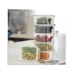 6 Fridge Storage Boxes Fridge Organizer Food Storage Container for Fruits, Vegetables Fish Fresh Longer 1800 ML Container Boxes|Design - 227 Refrigerator Organizers