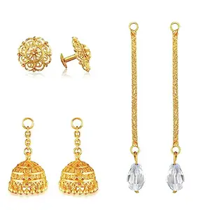 Removable Stud Jhumki Chain Drop Earring Combo set 3 IN 1 For Women Girls Beads Alloy Stud Earring, Ear Thread, Jhumki Earring-VIVA-3IN1-1095-ERG