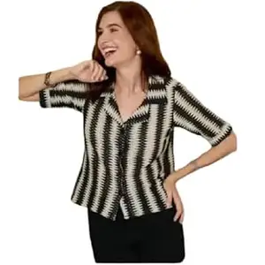 AREAL FASHION Womens/GirlsClassic Lining Shirt for Women Cotton | Women’s Striped Style top | Full Sleeve, Relaxed fit, Button-Down Casual Shirt for Girls & Women