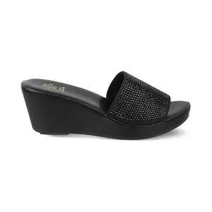 tresmode TOSANW Women's Wedges Sandals Platform Heels Black, 3 UK / 36 EU - Almond Open Toe Comfortable Soft Footwear