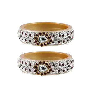 MAYA FASHION Cream stone Stud Acrylic-Brass Bangle Elegant Extra Large Size Bangle | Perfect Fit for Plus Size banglesTrendy and Comfortable Fit for woman and girls | (Sku-ban4596)