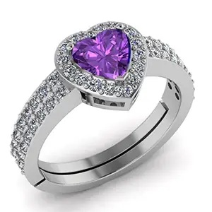 LMDLACHAMA 8.25 Ratti /7.50 Carat Natural Amethyst Silver Plated Adjustable Ring For Men And Women's With Lab Certified