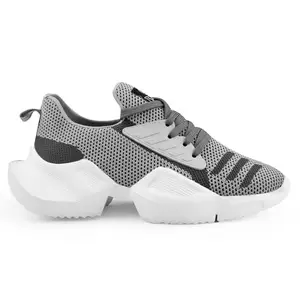 YUVRATO BAXI Men's Mesh Material Casual Grey Sports, Walking and Outdoor Lace-Up Light Weight Shoes. - 9 UK