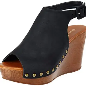 Qupid Women's Blk Dist Nubuck Pu Fashion Sandals - 5 UK/India (38 EU)(DALORA-01)