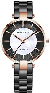 TPS Mini Focus Fashion Casual Watch for Women Stainless Steel Strap - Black