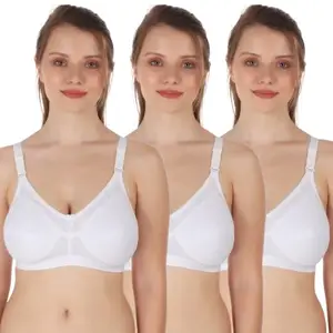 Tweens - U-Shaped Back Non Padded Bra - Full Coverage - Triple Hook - Wirefree, Multiway Straps, Seamless T-Shirt Bra (TW-9707-WH-3PC-34C_LZ0224) White