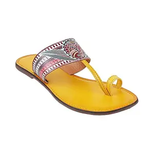 Metro Womens Leather Yellow Slippers (Size (3 UK (36 EU))