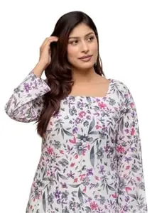 Cotton Top, Diamond Print Pattern, Long Sleeve, Casual Tunic Style