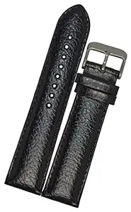 SURU® 22mm Padded Ogive Tip Grain Leather Watch Strap/Watch Band for Men Women (Colour - Black/Width Size -22mm) T149