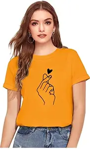 NPLASH FASHION Women's Slim Halfsleeve Tshirt Top for Girl's (XL, Yellow)