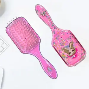 Cute portable pink hairbrush for kids 20cmX7.5cm for travel and daily use