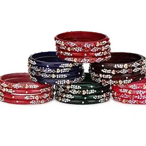 Party Glass Bangle Set Ornamented With Beads For Spaical Look (Pack Of 2 4 Multi Shining & Attractive (BBbangle-OT1.d_bang)