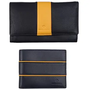 Biaggio Genuine Leather Couple Wallet Gift Set Timeless Elegance for Two, Perfect Pairing, Symbol of Love and Togetherness, Yellow (B09Q5QV293)