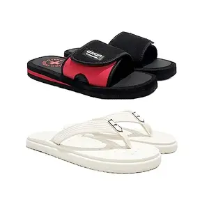 ASIAN Men's Slipper Combo Pack of 2 Daily Used Flip-Flop & Slippers | Lightweight With Multicolor Design Chappals For Men's & Boy's