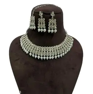 Latest Stylish Stone Studded Jewellery Set for Women |Festive Wedding Party Necklace Earrings|JS_7|