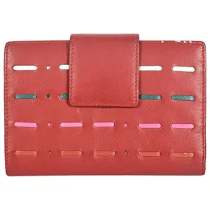 Leatherman Fashion LMN Genuine Leather Women Red Multi Wallet LV5693 (4 cc Card Slots)