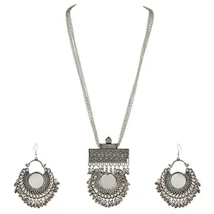 Cardinal Oxidised Afghani Tribal Traditional Stylish Necklace Set With Earring For Women/Girls