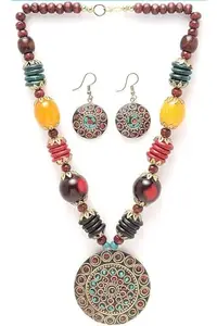 RBLISS CG Gold Plated Multicolor Handmade Necklace Set With a Pair of Earrings for Women