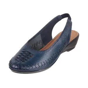 Mochi Women Blue/Navy Casual Leather Sandal UK/6 EU/39 (31-4901)