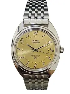 DIXOT Hmt Kohinoor Drunken Yellow Dail Mechanical Manual Winding 17Jewels Men’s Wrist Watch