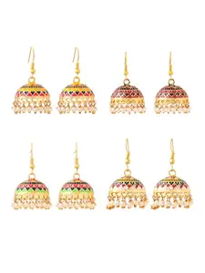 Yellow Chimes Meenakari Jhumka Earrings for Women Combo of 4 Pairs Meenakari Handcrafted Jaipur Rajasthani Style Traditional Jhumka/Jhumki Earrings for Women and Girls